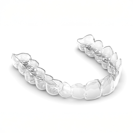 Close up of a clear aligner