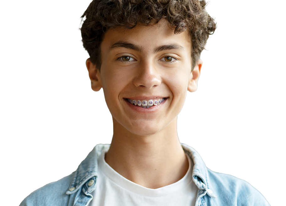 Teenage boy smiling with braces