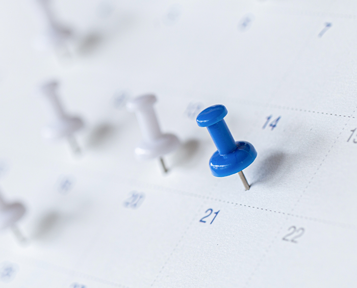 Date of an appointment marked on a calendar