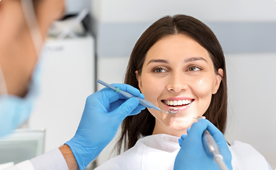 Woman listening to her dentist